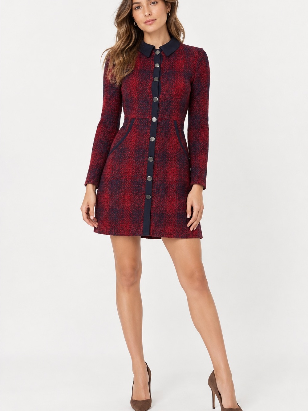 Maje Tweed Snap Button-Front Mini Dress 3 Preppy Academia Chic Old Money Fall